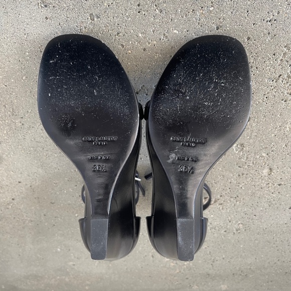 SAINT LAURENT Leather Wedge Sandals in Black - Picture 4 of 6